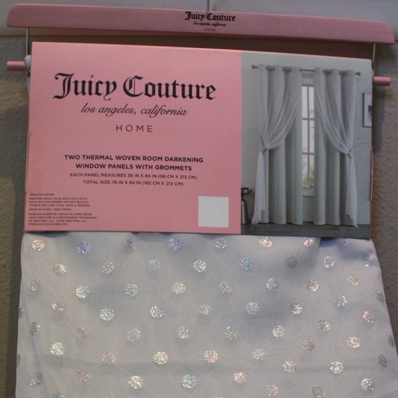 Juicy Couture Thermal Room Darkening Window Panels with Sheer Shimmer Overlay - Picture 3 of 7